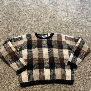Vintage Mohair plaid boxy preppy academia sweater